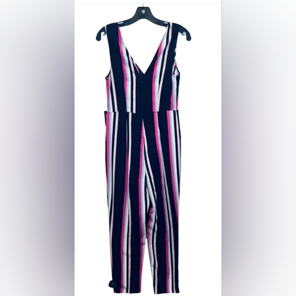 #027 Sz XL Express Striped One-Piece Jumpsuit with Pink and Black Accents - Picture 11 of 15